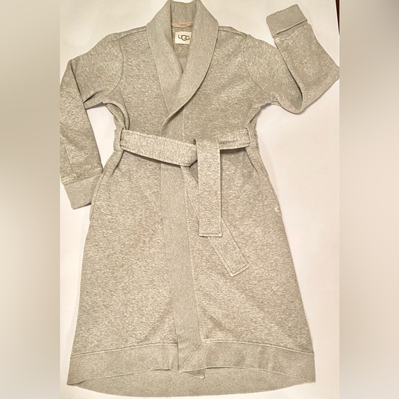 Ugg Karoline Double Knit Fleece Lined Robe, Light Gray, Size Medium - Picture 1 of 12